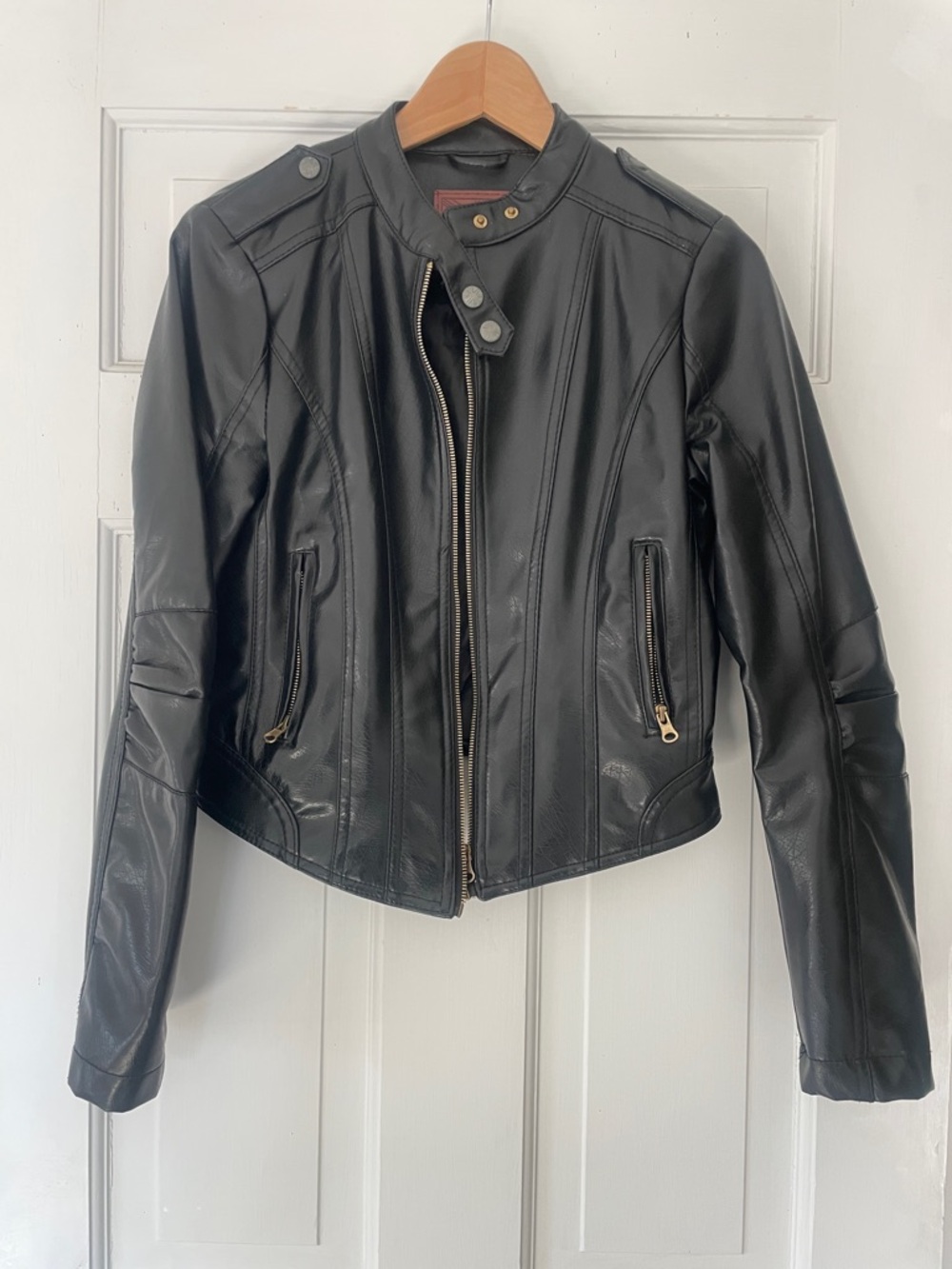 Miss London Black Faux Leather Moto Jacket